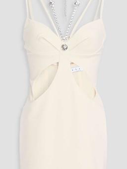 Crystal-embellished cutout jersey mini dress