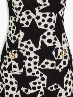 Strapless embellished cotton-blend jacquard mini dress