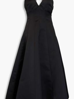 Pleated twill midi dress