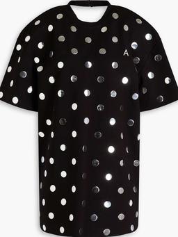 Open-back polka-dot jersey mini dress
