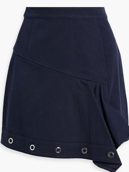 Asymmetric embellished cotton-twill mini skirt
