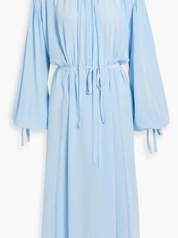 Gathered silk-crepe midi dress