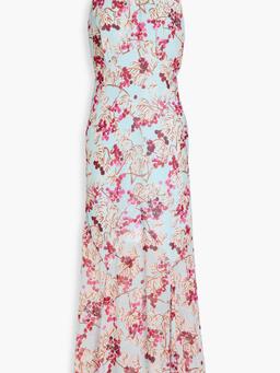 Lila floral-print silk georgette midi dress