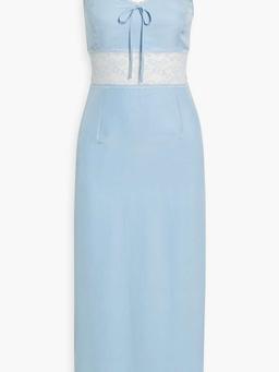 Chrissy corded lace-paneled silk-crepe midi dress