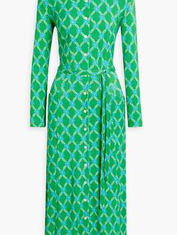 Ava floral-print jersey maxi shirt dress