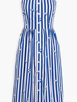 Laura striped cotton-poplin midi dress