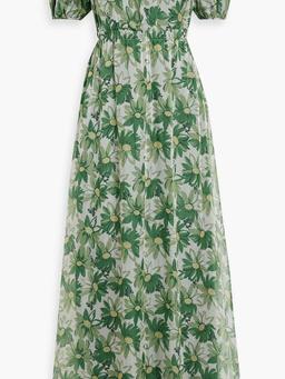 Nancy off-the-shoulder floral-print silk-chiffon maxi dress