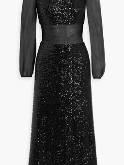 Bianca sequin-embellished chiffon midi dress