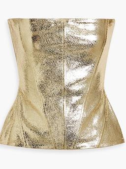 Jenesis strapless metallic leather top