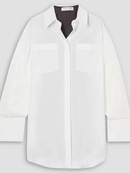 Layered cotton-poplin and stretch-jersey mini shirt dress