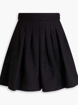 Pleated wool and silk-blend crepe mini skirt
