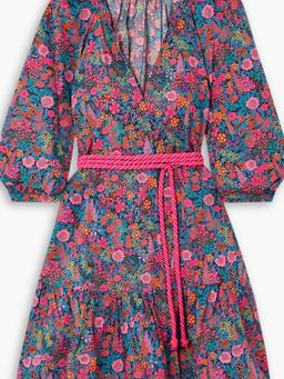 Betty belted pleated floral-print shell coverup