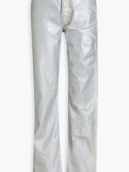 Metallic coated high-rise straight-leg jeans