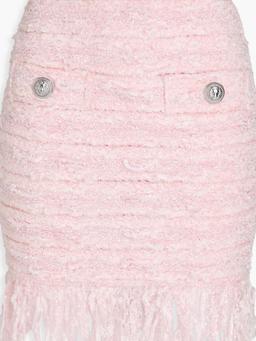 Fringed metallic bouclé-knit mini skirt