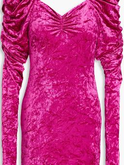 Ruched crushed-velvet mini dress