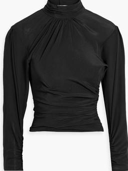 Gelisa ruched cutout silk crepe de chine turtleneck top