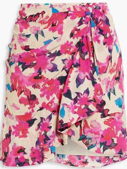 Melissa draped floral-print silk-crepe mini skirt