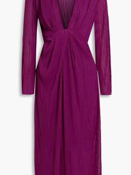 Alofi plissé-mesh midi dress