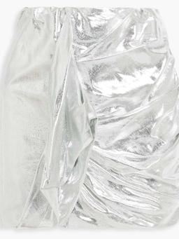 Seiko metallic draped silk-blend mini skirt
