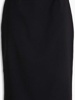 Wool-blend crepe and twill skirt