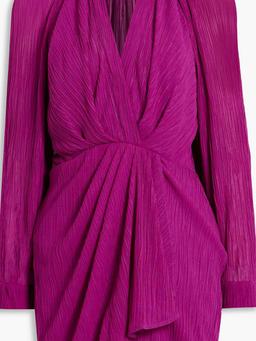 Alvina wrap-effect plissé-tulle mini dress