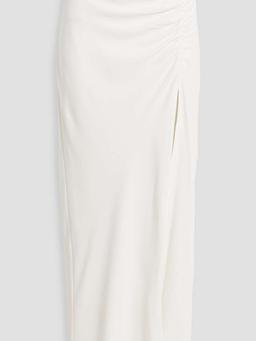 Hagat ruched crepe maxi skirt