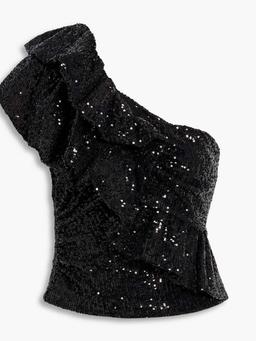 Sonia one-shoulder sequined tulle top