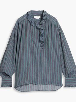 Pamias ruffled striped cotton blouse