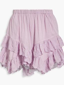 Locadi ruffled cotton-gauze shorts