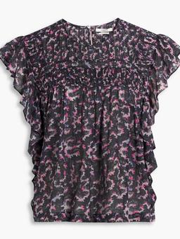 Ilayona ruffled printed cotton-voile top