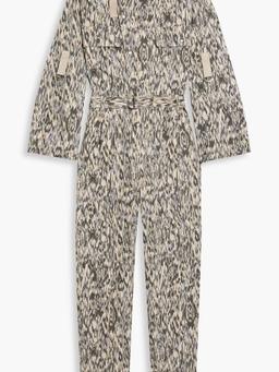 Kendra belted printed cotton-canvas jumpsuit