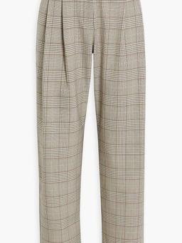 Prince of Wales checked twill tapered pants