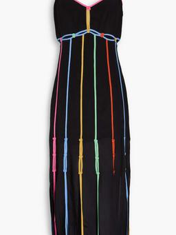 Meera cutout fringed silk crepe de chine midi dress