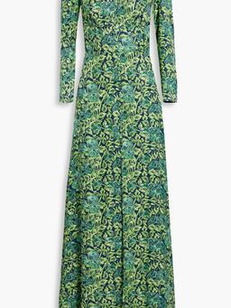 Dotty floral-print silk-jacquard maxi dress