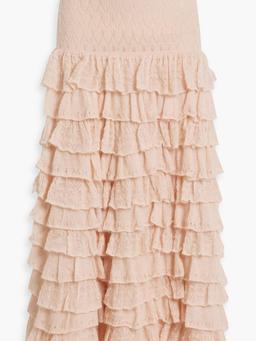 Ruffled pointelle-knit maxi skirt