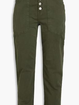 Cropped cotton-blend gabardine slim-leg pants