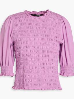 Langston shirred cotton-jersey top