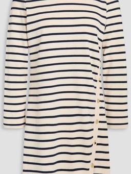 Ruta button-embellished striped cotton mini dress