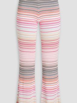 Striped cotton-blend flared pants