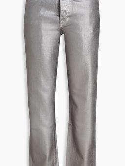 Daniela coated metallic high-rise straight-leg jeans