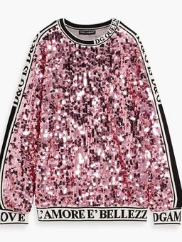 Sequined tulle and silk-blend jacquard top