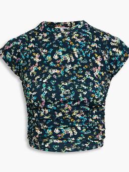 Juvia open-back cropped printed stretch-jersey top