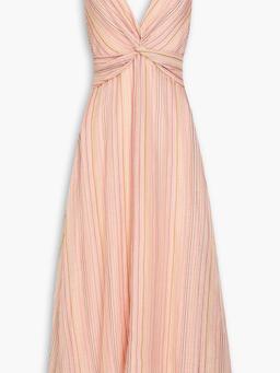 Anna twisted striped linen and silk-blend gauze midi dress