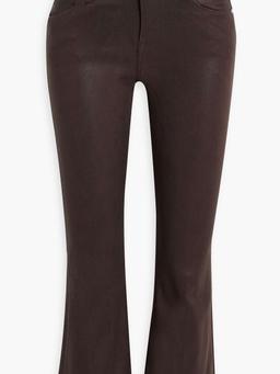 Le Crop coated high-rise flared jeans