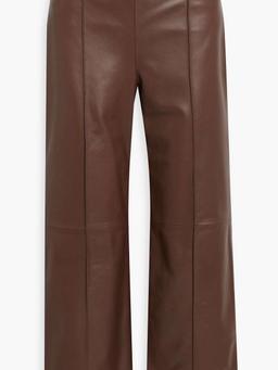 Cropped leather wide-leg pants