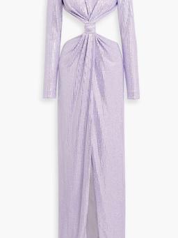 Crystal-embellished twisted cutout jersey gown