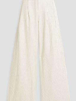 Striped cotton and linen-blend twill wide-leg pants