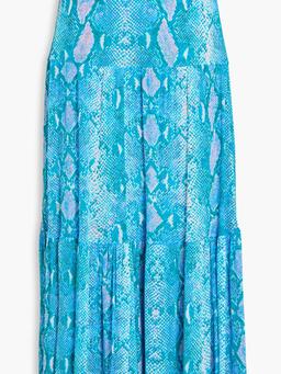 Austria reversible printed stretch-mesh midi skirt