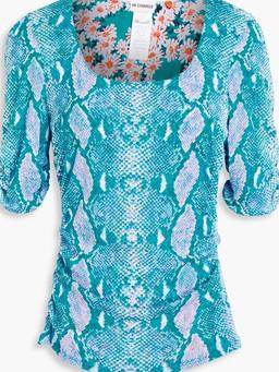 Ali reversible printed stretch-mesh top