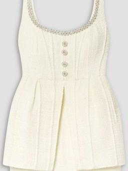 Layered crystal-embellished tweed mini dress